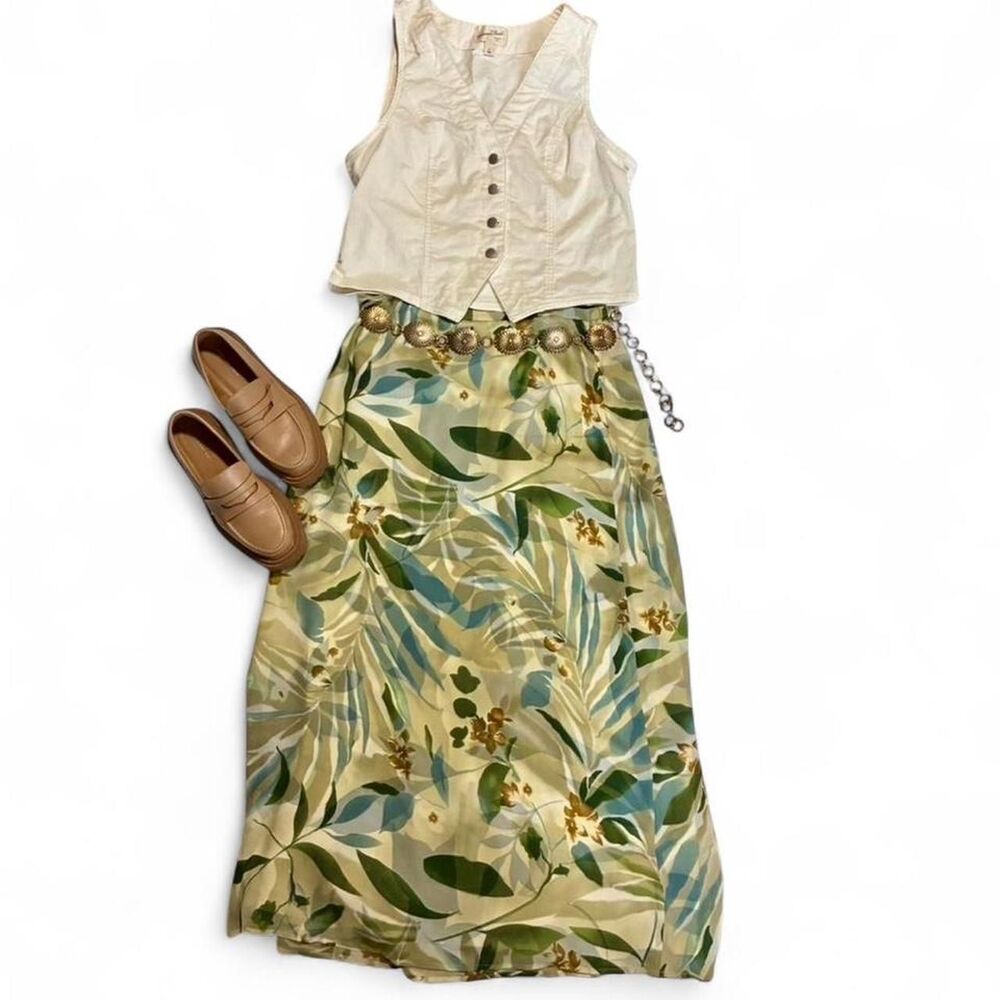 Vintage 90s Susan Bristol Tropical Print Maxi Skirt